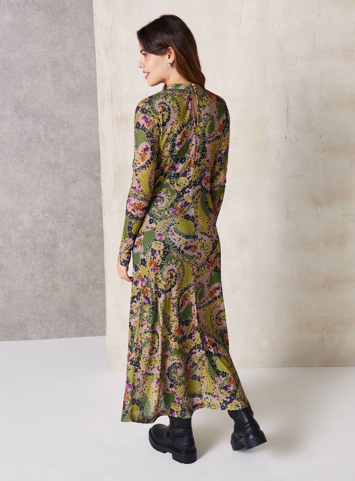EVERBELLE Jacquard Paisley Print Ruched Jersey Dress 8 - Image 4